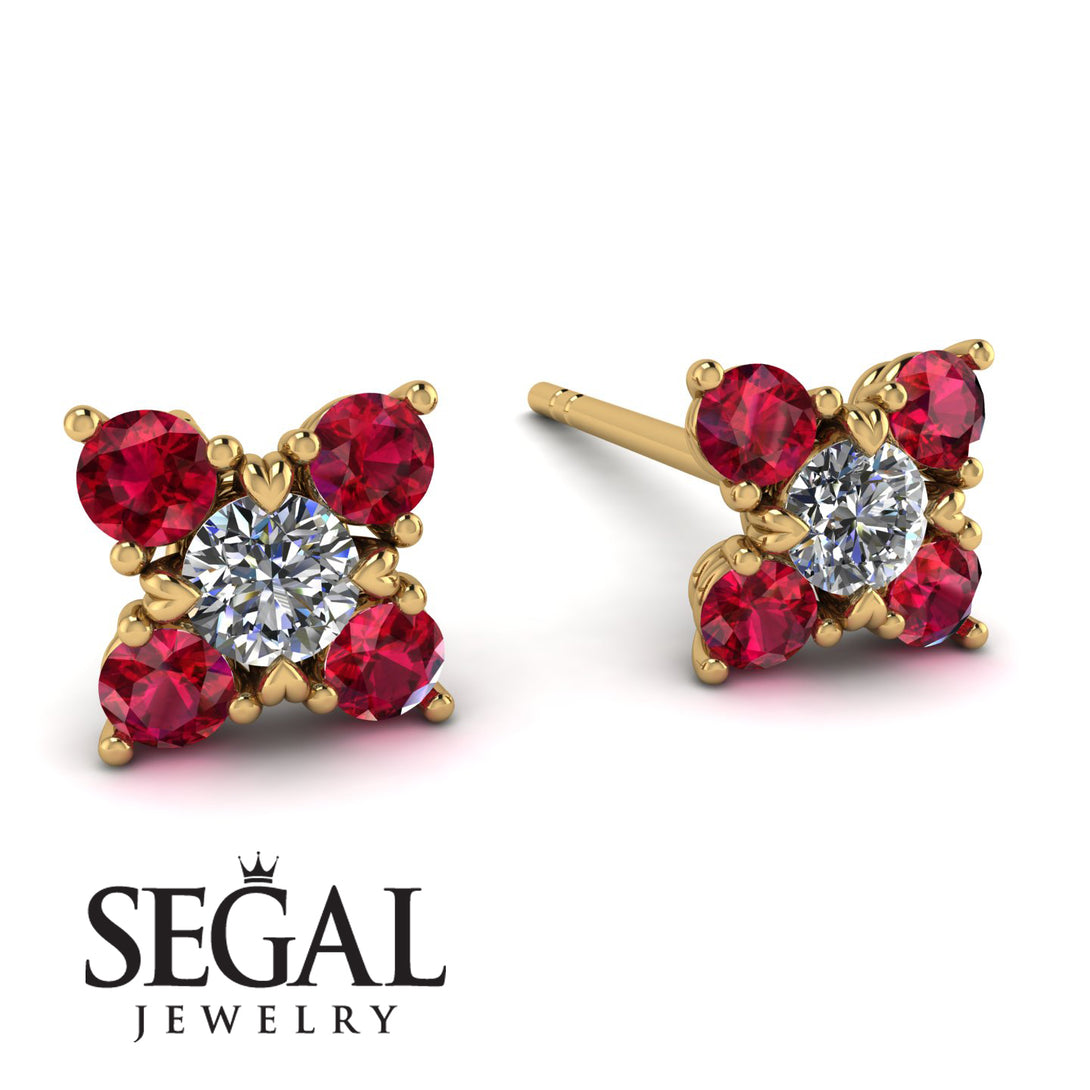 Geometrical 5 Diamonds Stud Earrings - Noa No. 46
