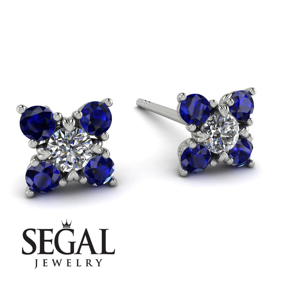 Geometrical 5 Diamonds Stud Earrings - Noa No. 63