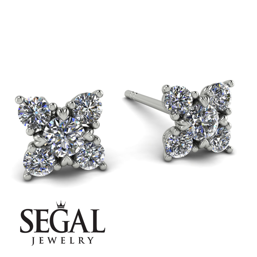 Geometrical 5 Diamonds Stud Earrings - Noa No. 3