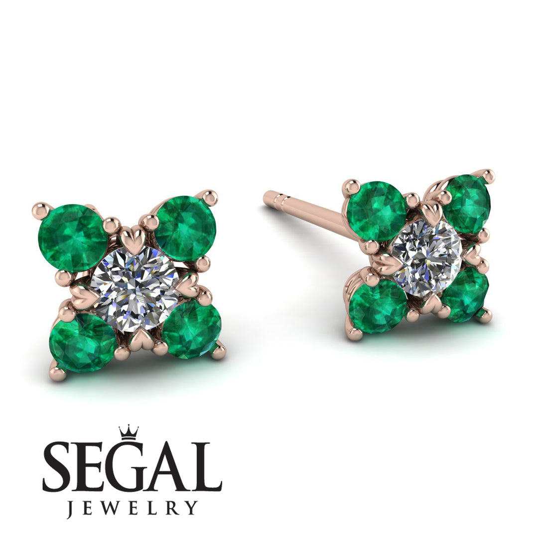 Geometrical 5 Diamonds Stud Earrings - Noa No. 17