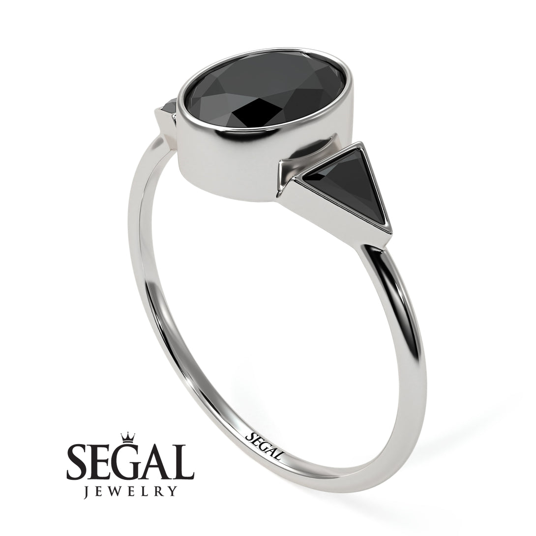 Geometrical Bezel Black Diamond Ring - Trinity No. 39