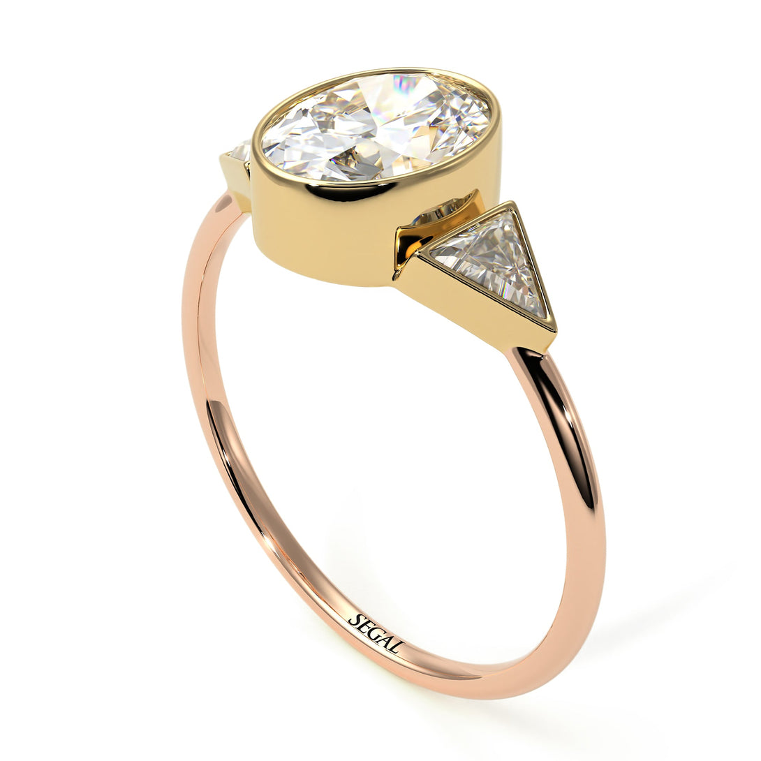 Two Tones Geometrical Bezel Diamond Ring - Trinity No. 76