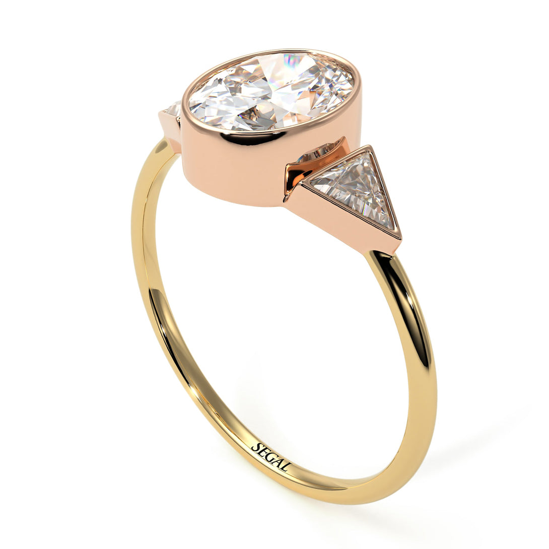 Two Tones Geometrical Bezel Diamond Ring - Trinity No. 76