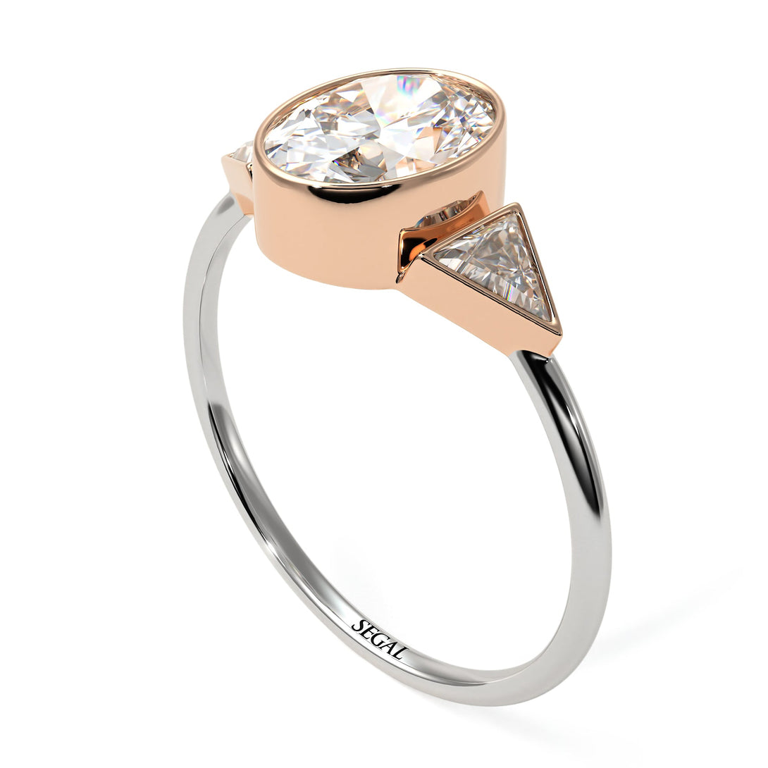 Two Tones Geometrical Bezel Diamond Ring - Trinity No. 78