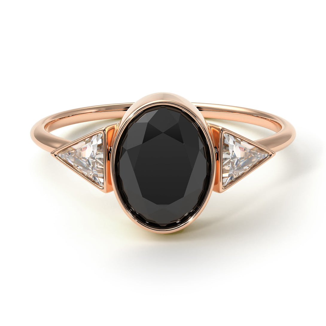 Geometrical Bezel Black Diamond Ring - Trinity No. 32