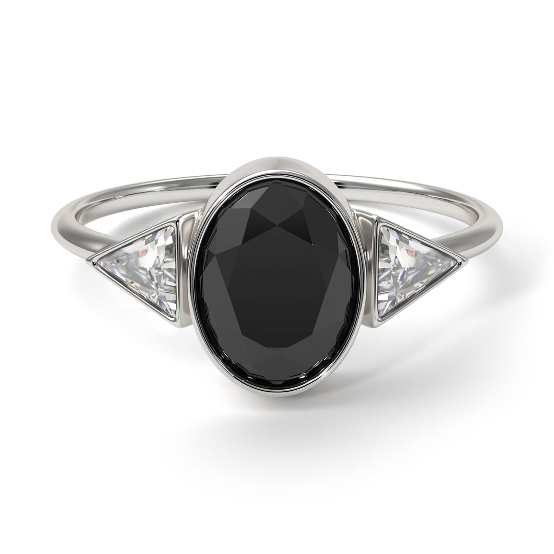 Geometrical Bezel Black Diamond Ring - Trinity No. 33