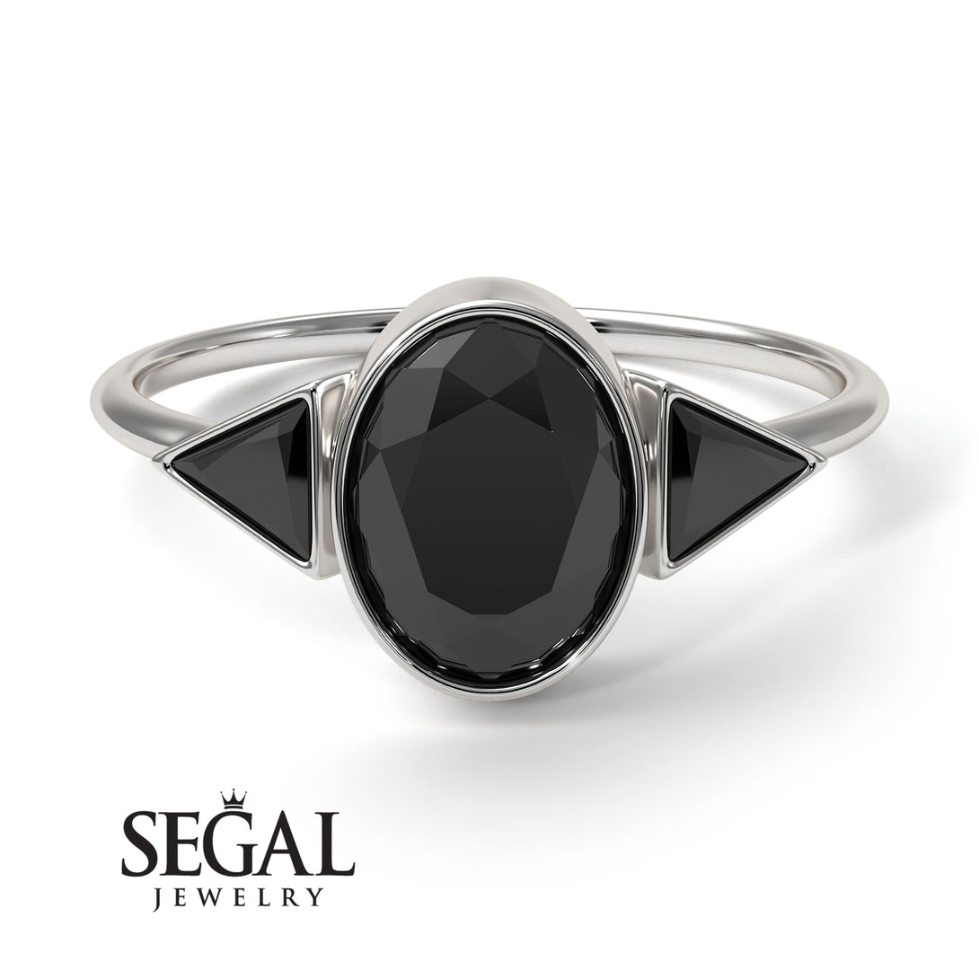 Geometrical Bezel Black Diamond Ring - Trinity No. 39