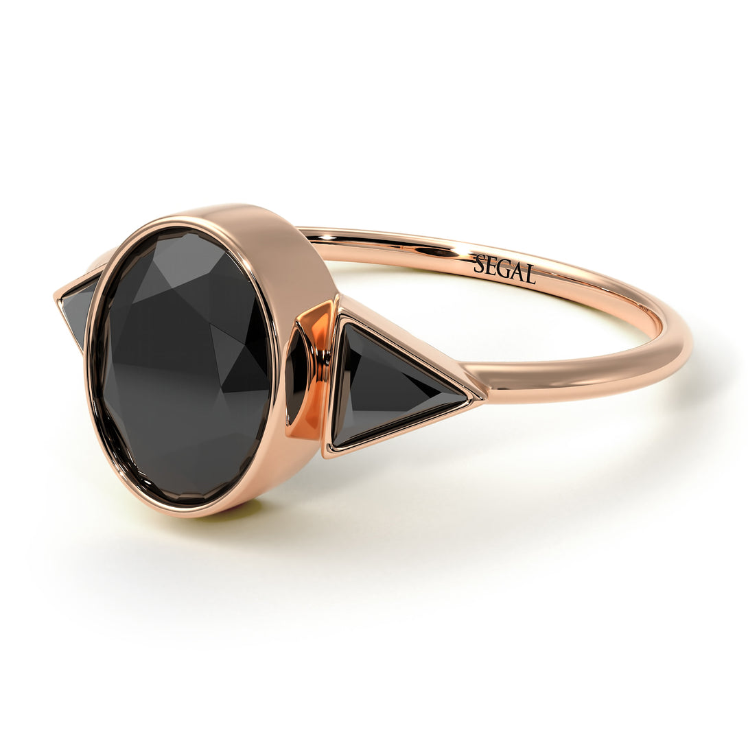 Geometrical Bezel Black Diamond Ring - Trinity No. 38