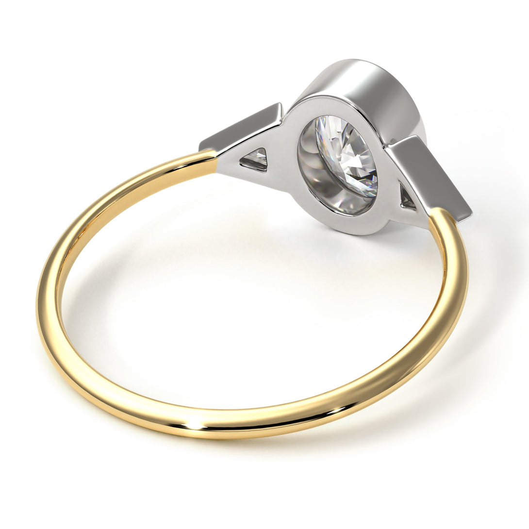 Two Tones Geometrical Bezel Diamond Ring - Trinity No. 77
