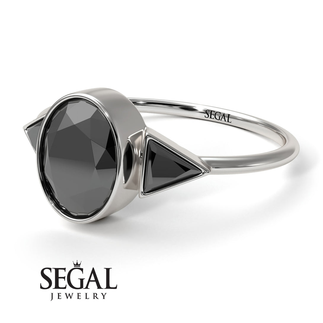 Geometrical Bezel Black Diamond Ring - Trinity No. 39