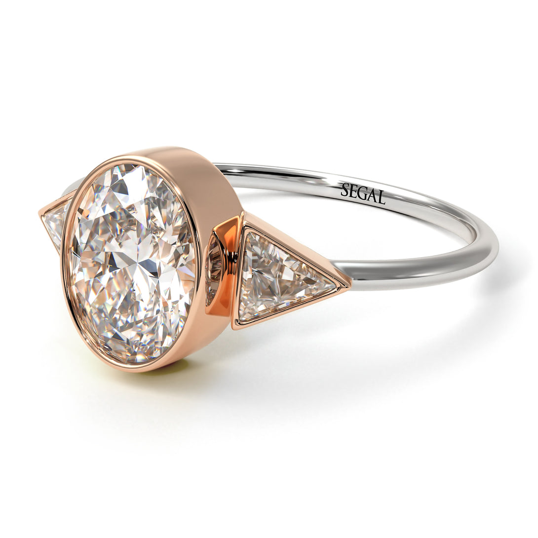 Two Tones Geometrical Bezel Diamond Ring - Trinity No. 78