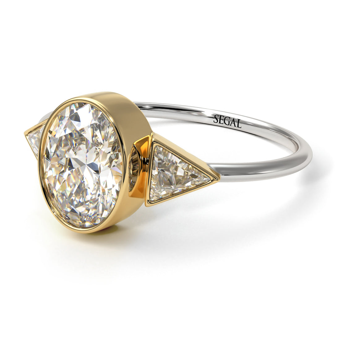 Two Tones Geometrical Bezel Diamond Ring - Trinity No. 77
