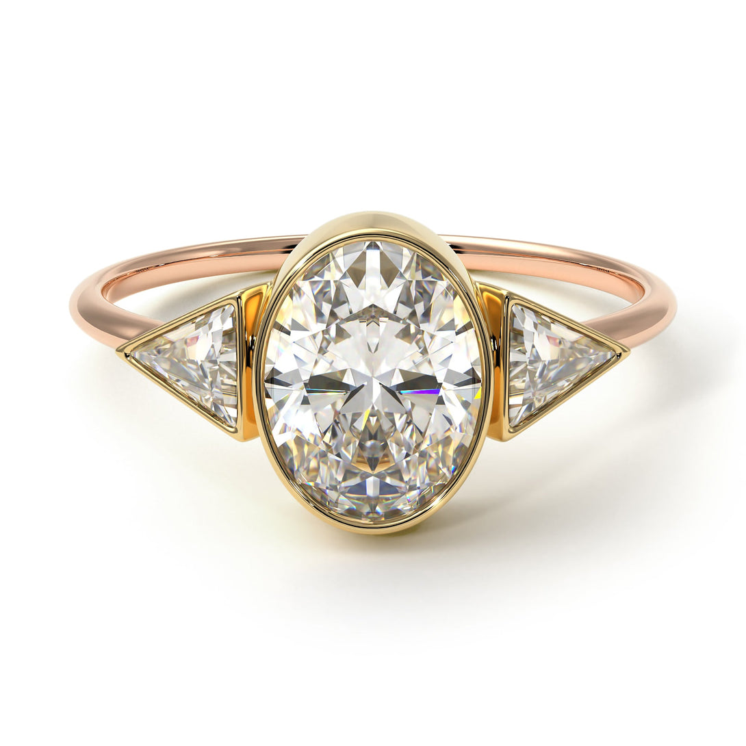 Two Tones Geometrical Bezel Diamond Ring - Trinity No. 76