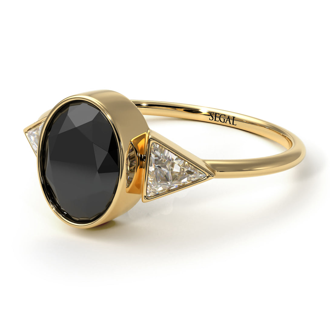 Geometrical Bezel Black Diamond Ring - Trinity No. 31