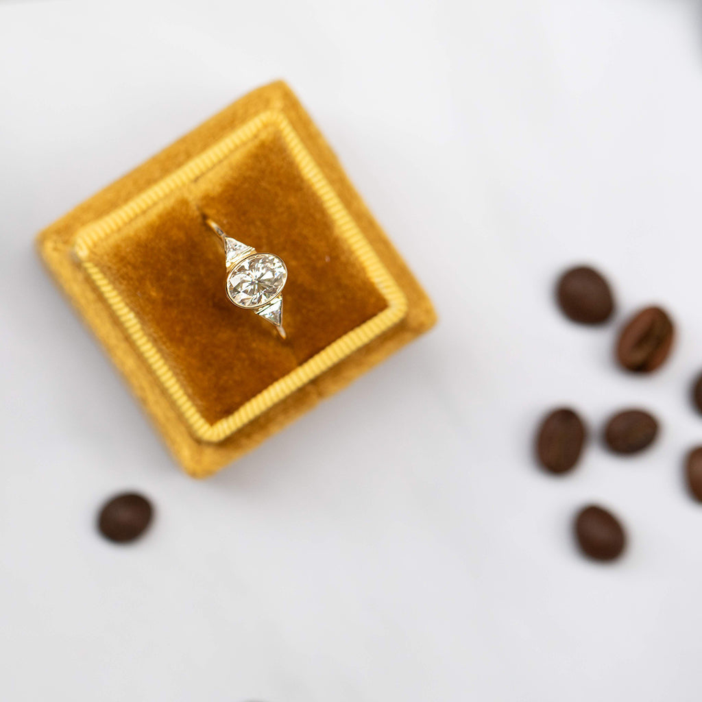 Two Tones Geometrical Bezel Diamond Ring - Trinity No. 78