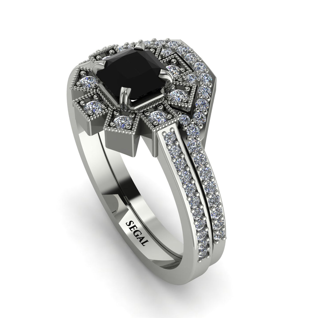 Geometrical Radiant Black Diamond Bridal Set - Jennifer No. 9