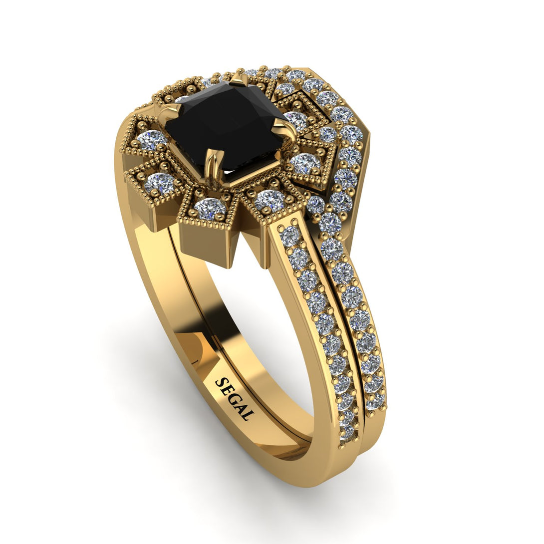 Geometrical Radiant Black Diamond Bridal Set - Jennifer No. 7
