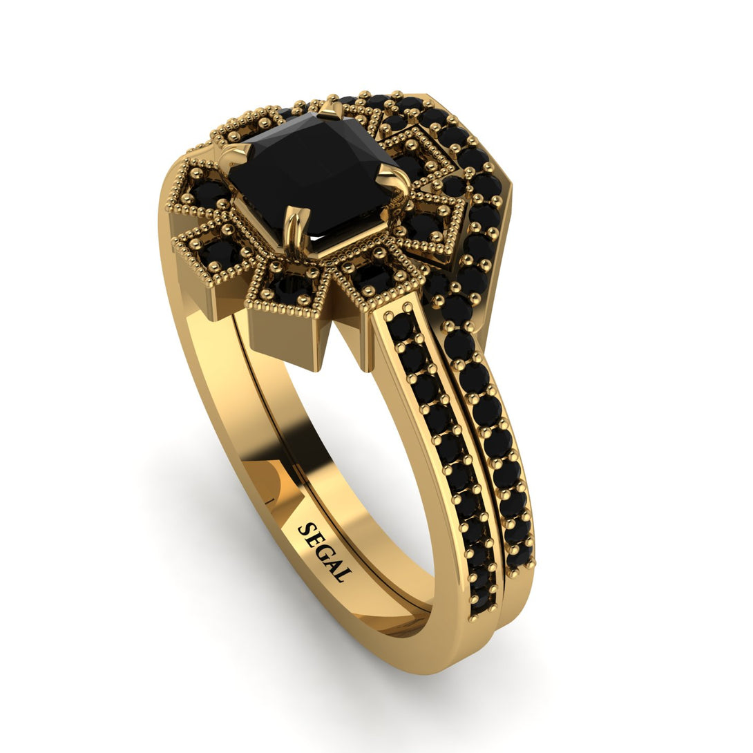 Geometrical Radiant Black Diamond Bridal Set - Jennifer No. 37
