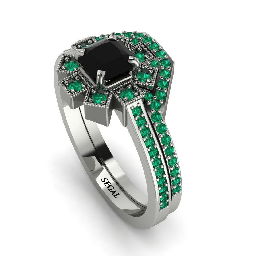 Geometrical Radiant Black Diamond Bridal Set - Jennifer No. 24
