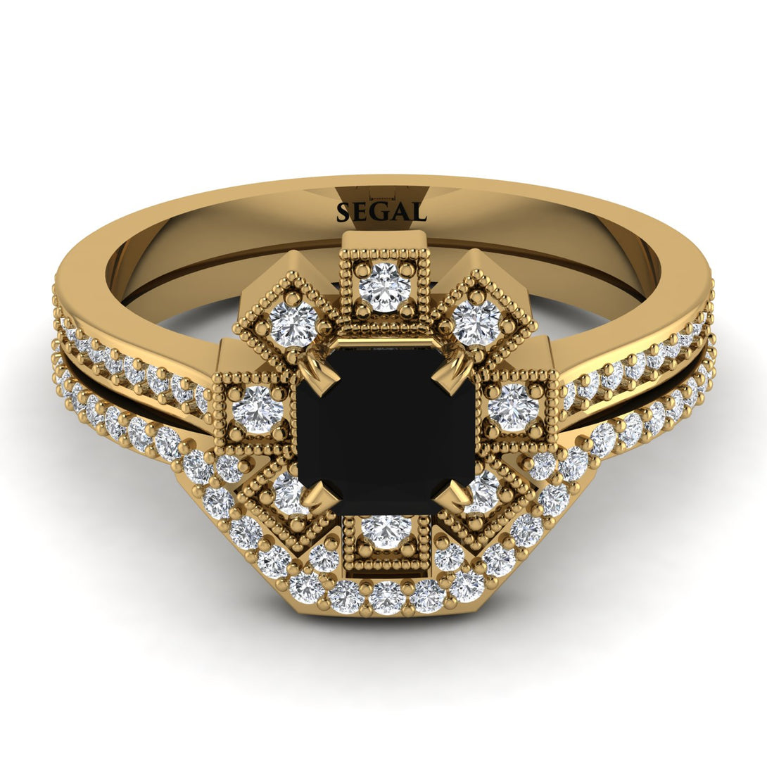 Geometrical Radiant Black Diamond Bridal Set - Jennifer No. 7