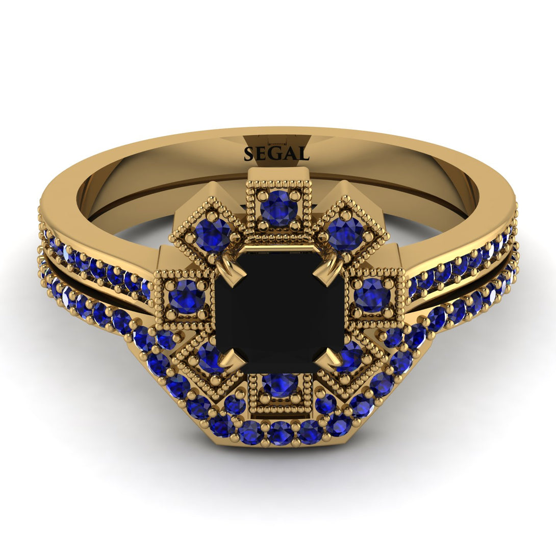 Geometrical Radiant Black Diamond Bridal Set - Jennifer No. 67