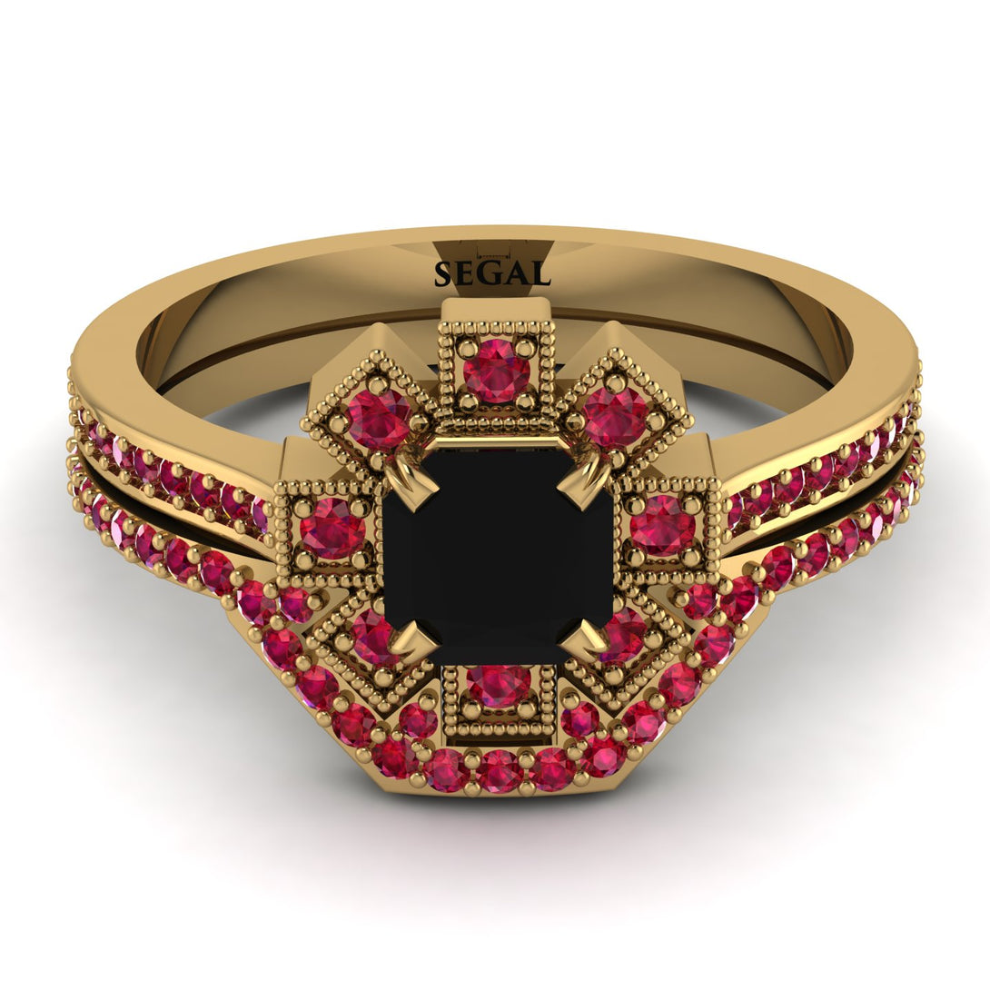 Geometrical Radiant Black Diamond Bridal Set - Jennifer No. 52