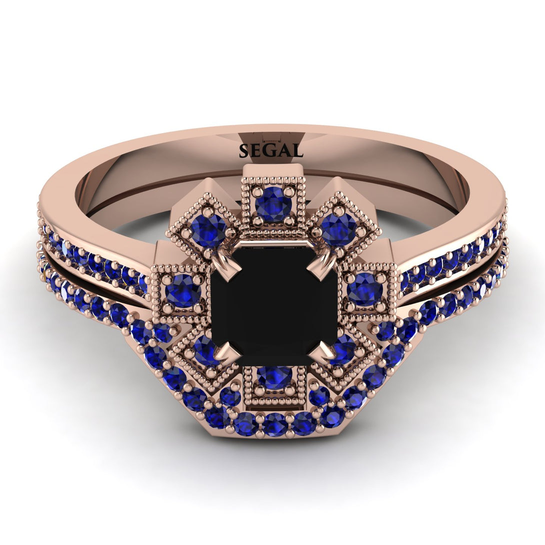 Geometrical Radiant Black Diamond Bridal Set - Jennifer No. 68