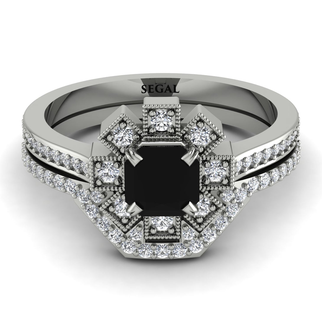 Geometrical Radiant Black Diamond Bridal Set - Jennifer No. 9