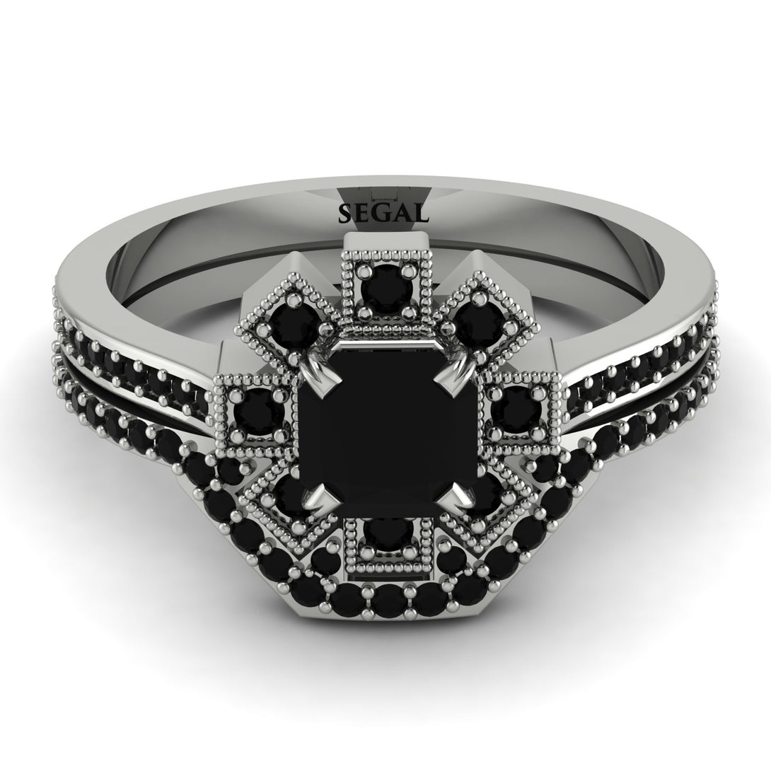 Geometrical Radiant Black Diamond Bridal Set - Jennifer No. 39