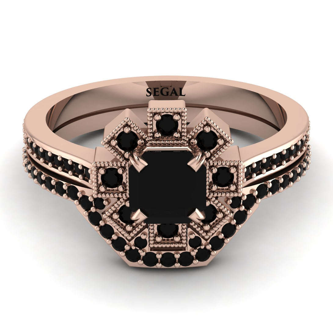 Geometrical Radiant Black Diamond Bridal Set - Jennifer No. 38