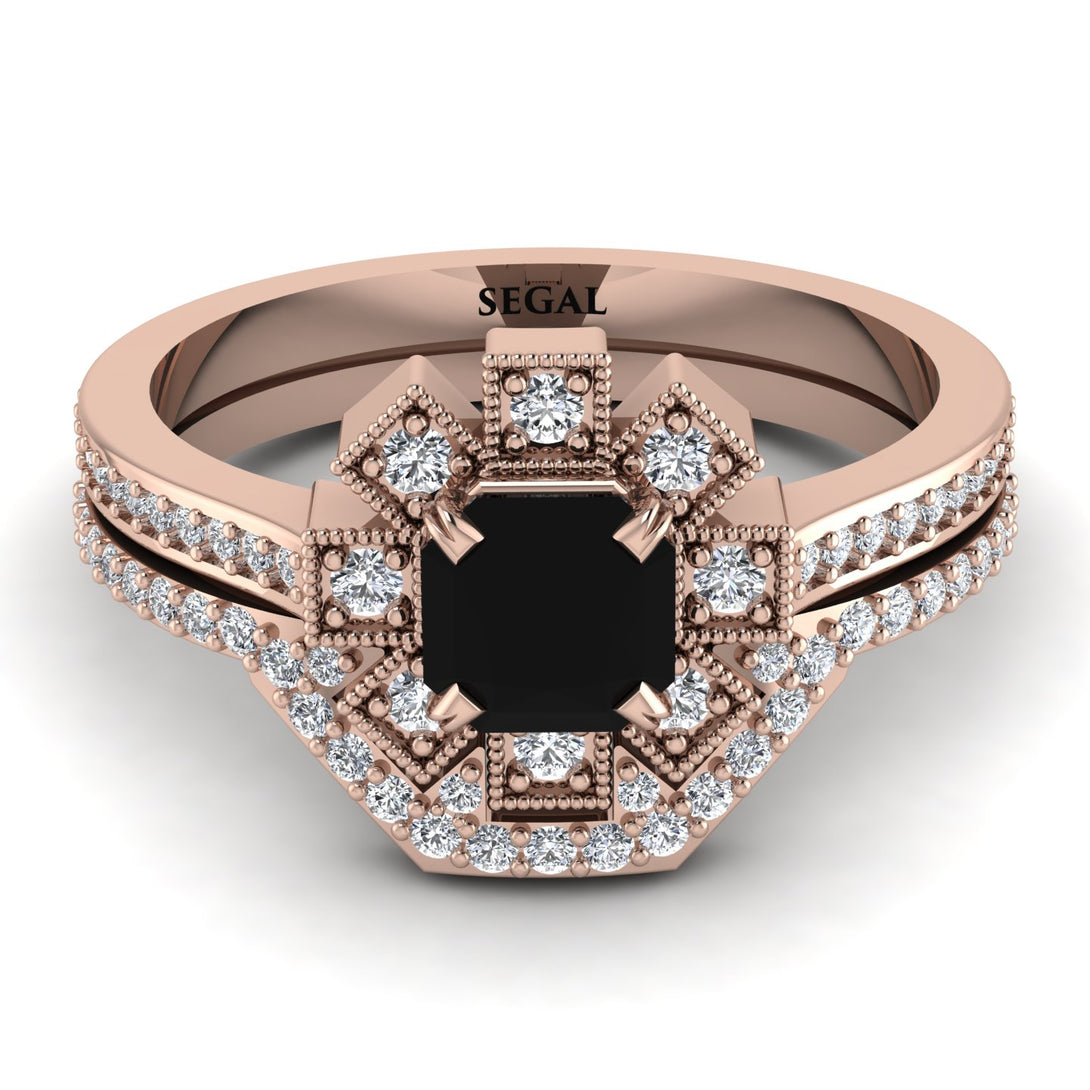 Geometrical Radiant Black Diamond Bridal Set - Jennifer No. 8