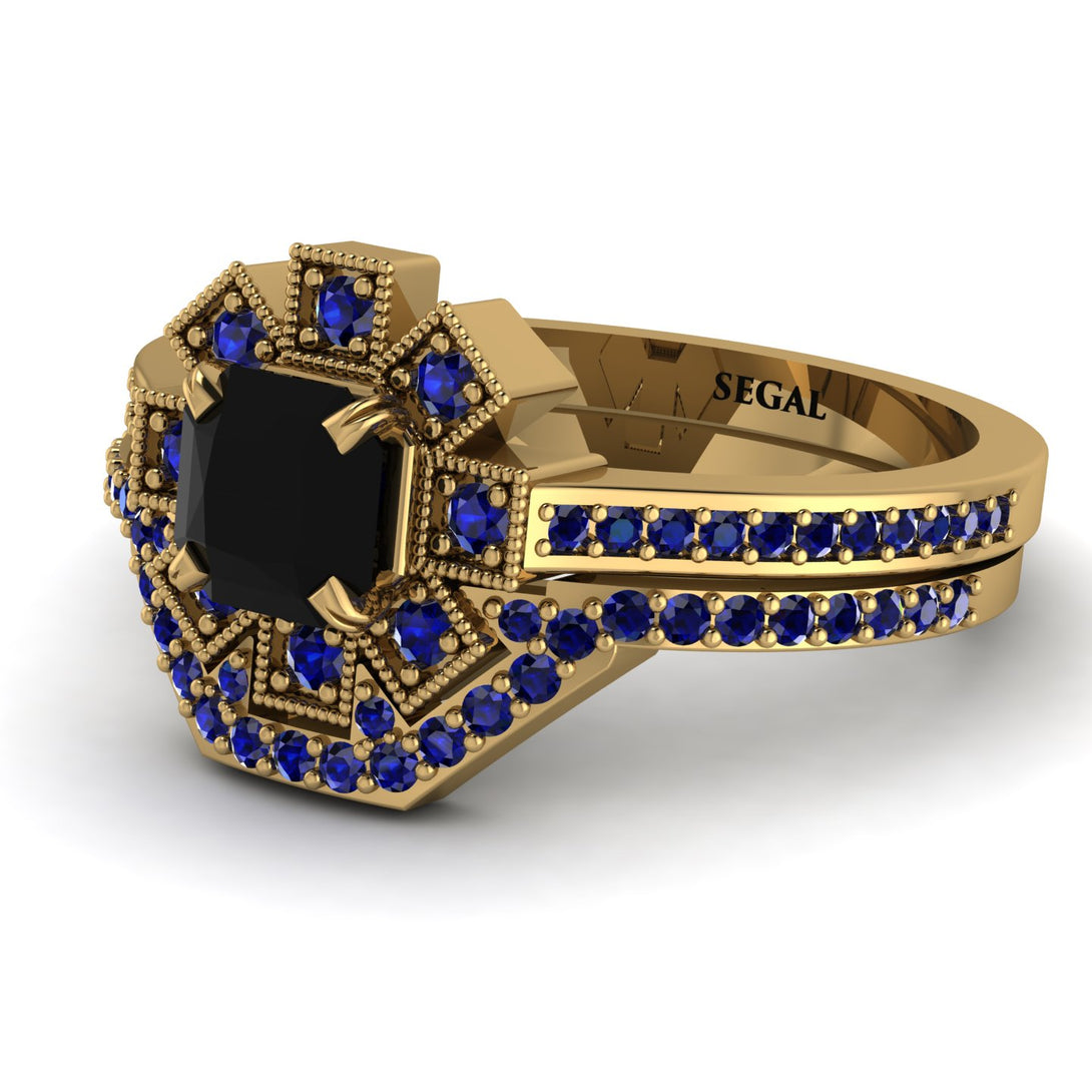 Geometrical Radiant Black Diamond Bridal Set - Jennifer No. 67