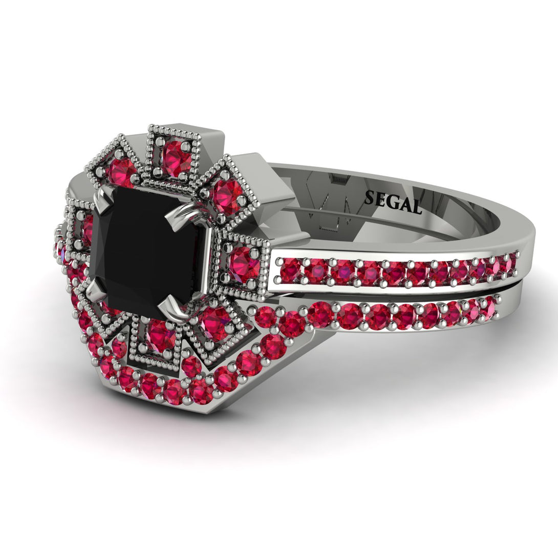 Geometrical Radiant Black Diamond Bridal Set - Jennifer No. 54