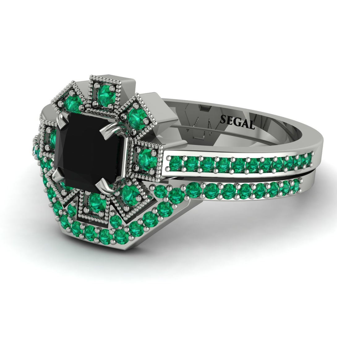 Geometrical Radiant Black Diamond Bridal Set - Jennifer No. 24