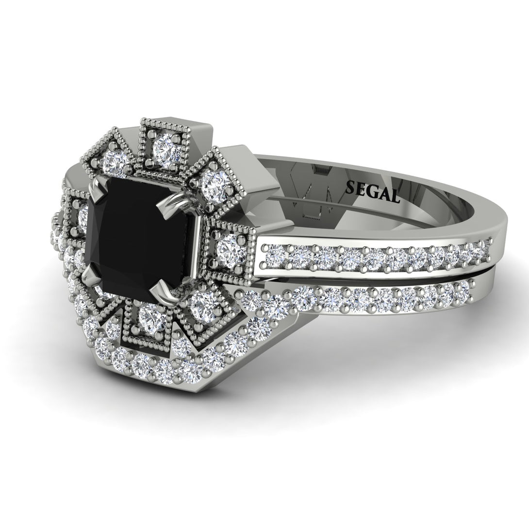Geometrical Radiant Black Diamond Bridal Set - Jennifer No. 9