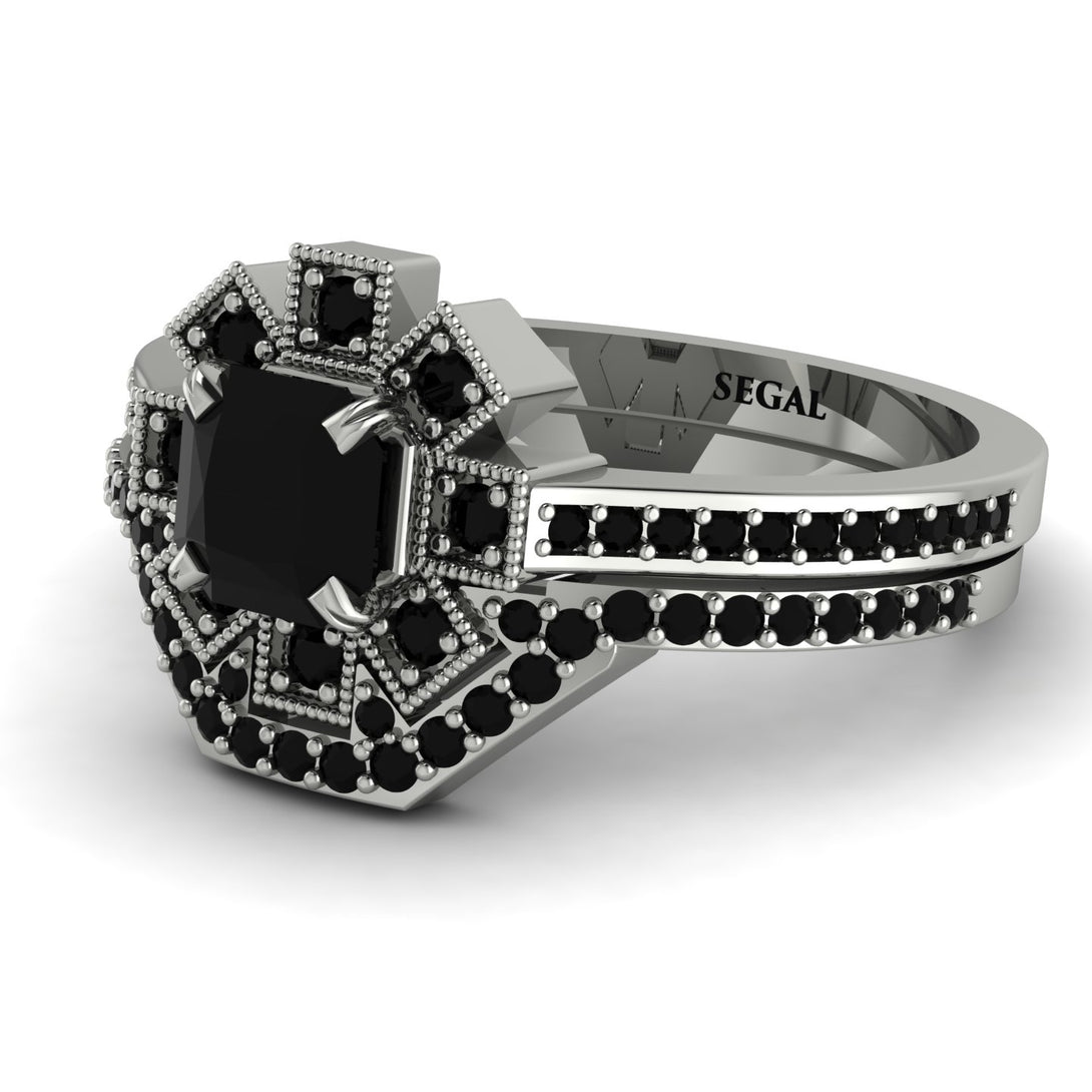 Geometrical Radiant Black Diamond Bridal Set - Jennifer No. 39
