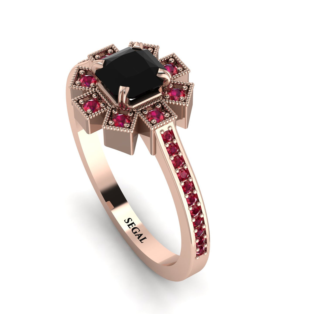 Geometrical Radiant Black Diamond Engagement Ring - Jennifer No. 53