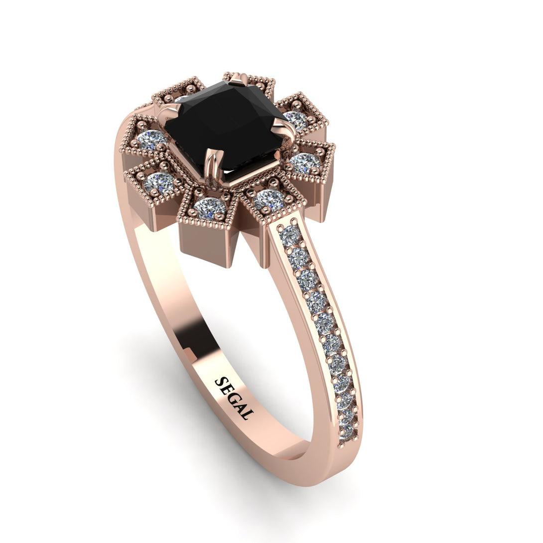 Geometrical Radiant Black Diamond Engagement Ring - Jennifer No. 8