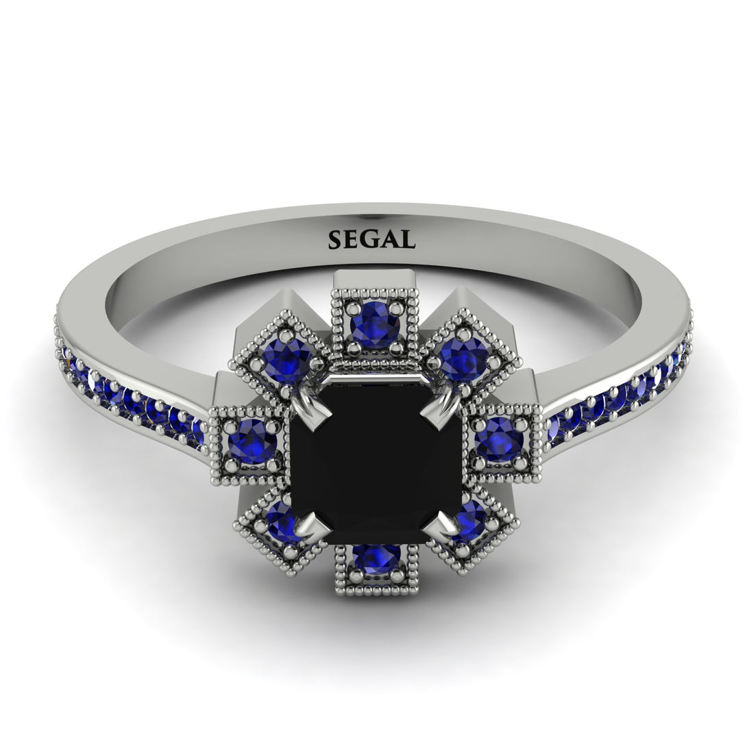 Geometrical Radiant Black Diamond Engagement Ring - Jennifer No. 69
