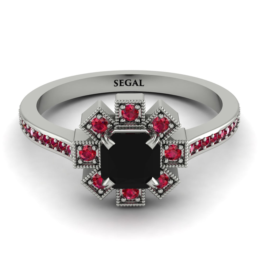 Geometrical Radiant Black Diamond Engagement Ring - Jennifer No. 54