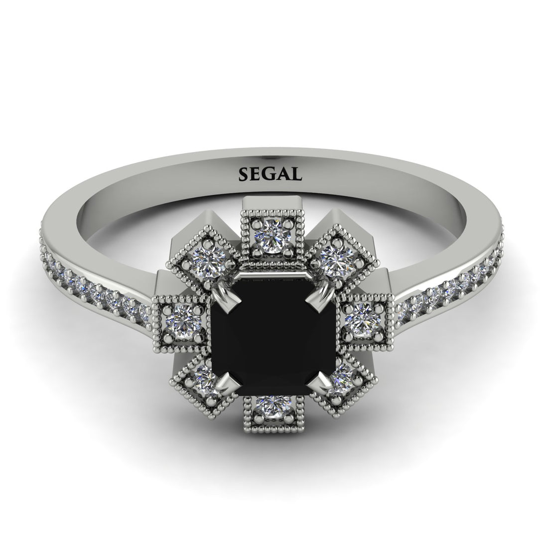 Geometrical Radiant Black Diamond Engagement Ring - Jennifer No. 9