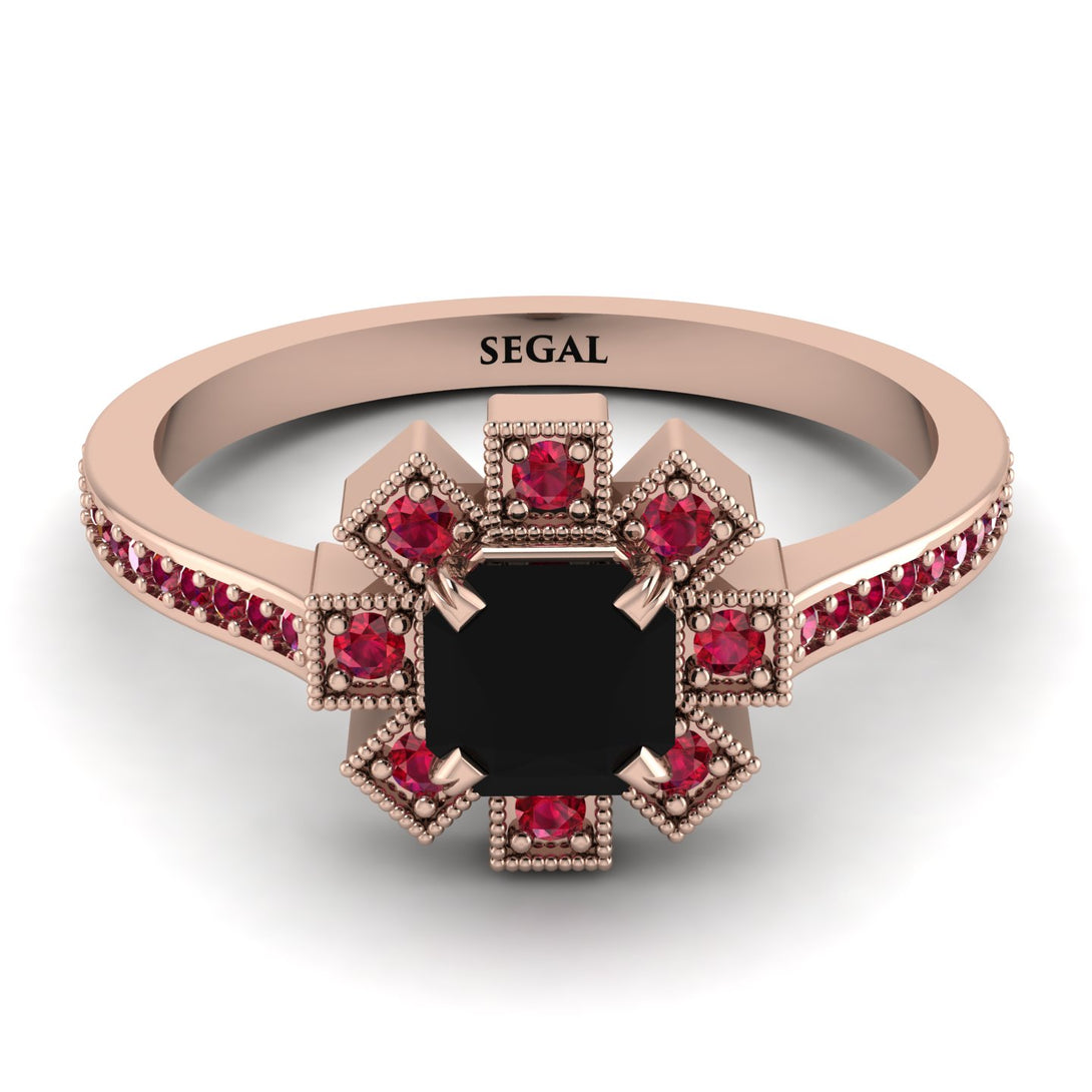 Geometrical Radiant Black Diamond Engagement Ring - Jennifer No. 53
