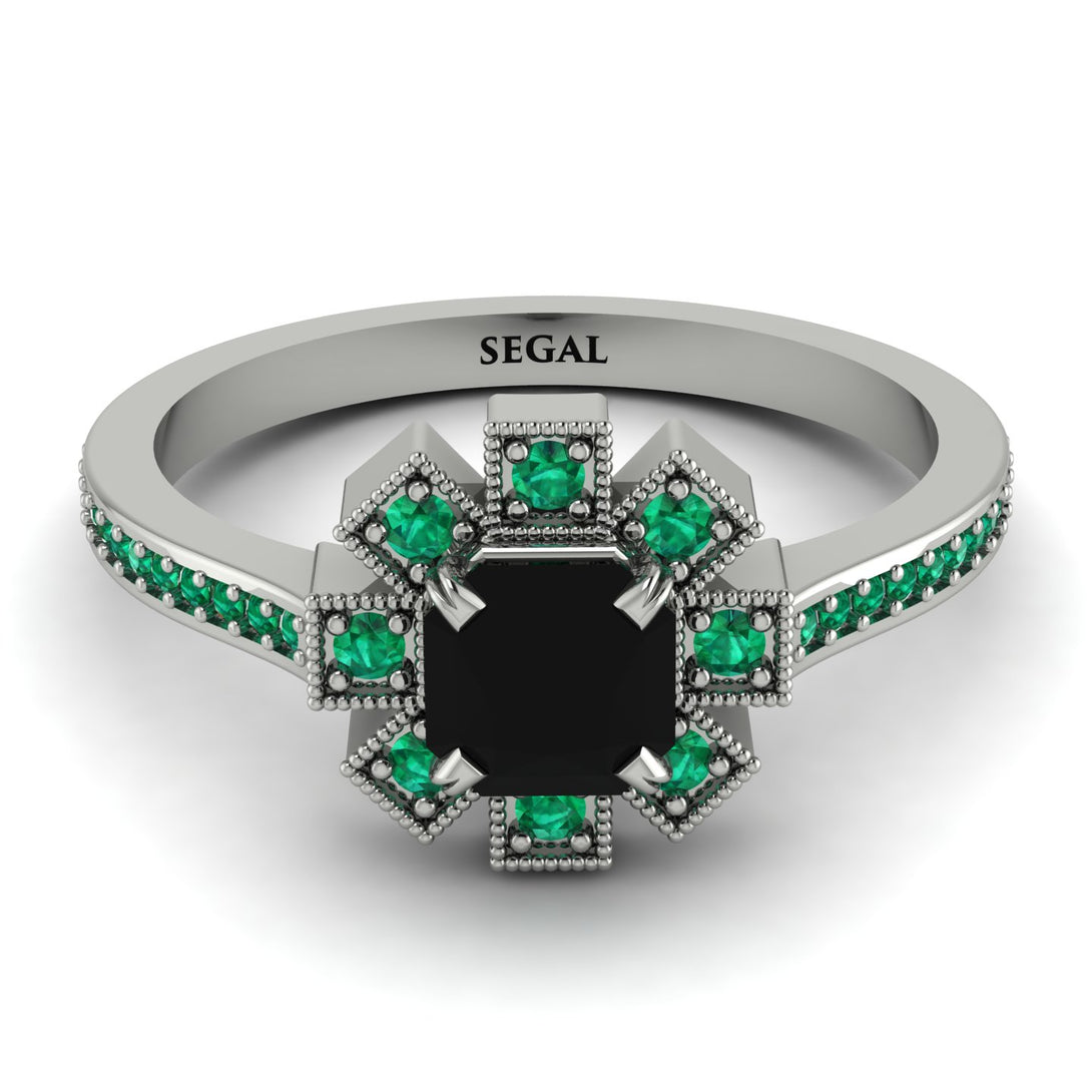 Geometrical Radiant Black Diamond Engagement Ring - Jennifer No. 24