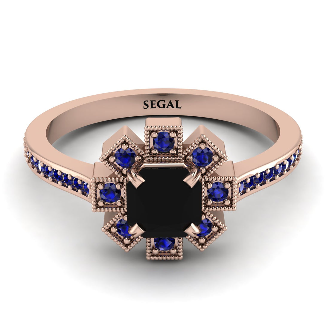 Geometrical Radiant Black Diamond Engagement Ring - Jennifer No. 68