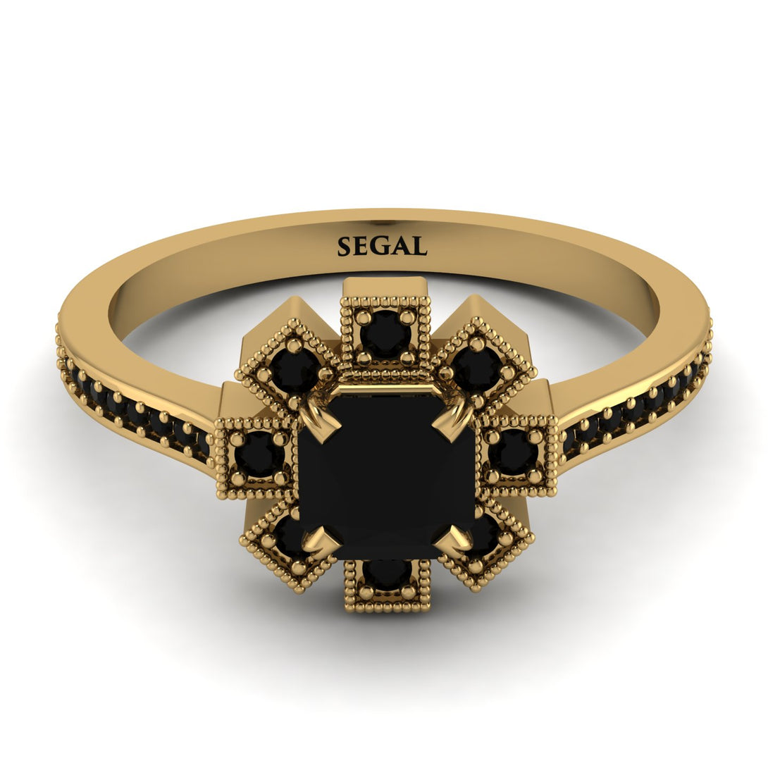 Geometrical Radiant Black Diamond Engagement Ring - Jennifer No. 37