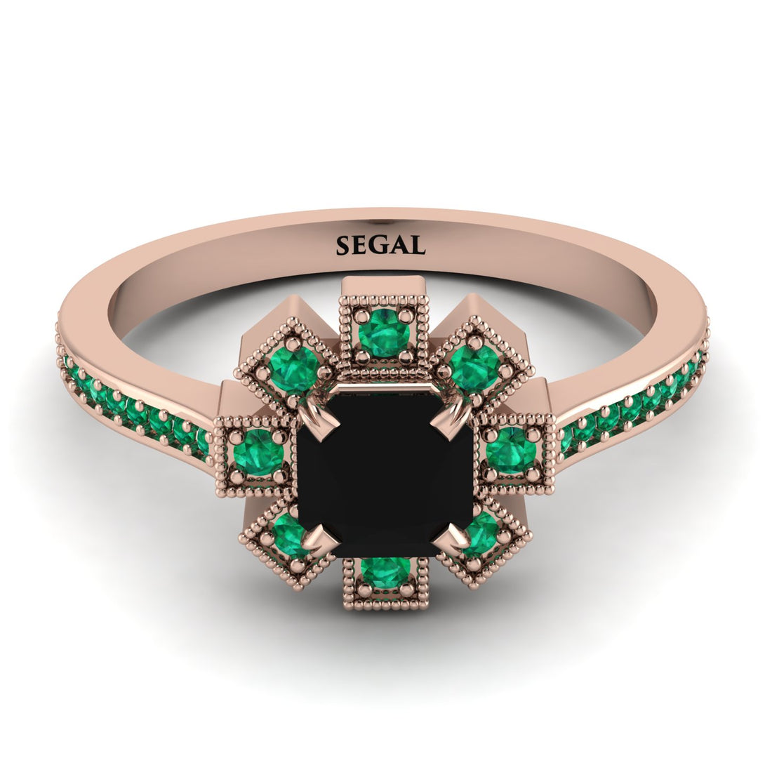 Geometrical Radiant Black Diamond Engagement Ring - Jennifer No. 23