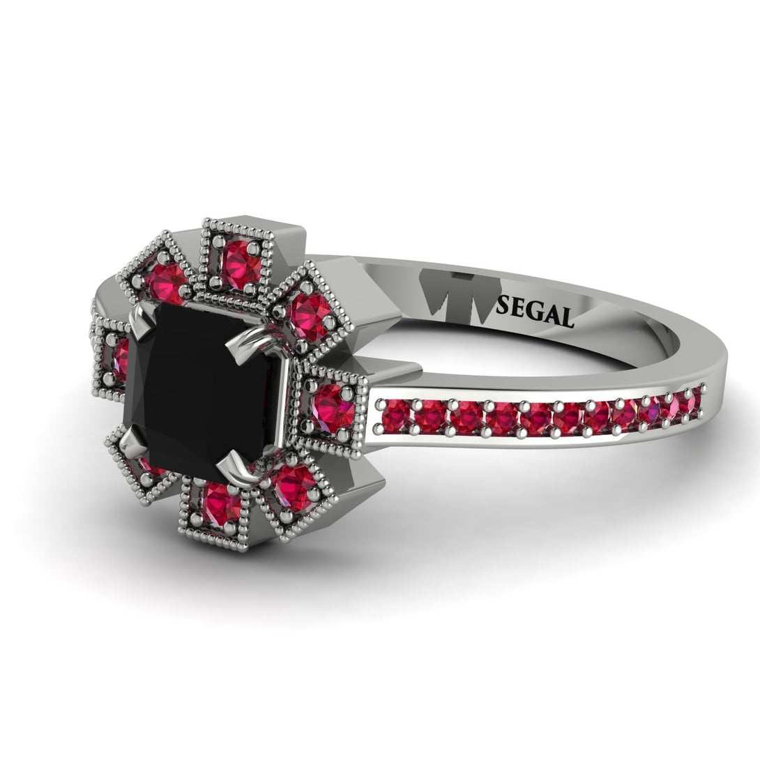 Geometrical Radiant Black Diamond Engagement Ring - Jennifer No. 54