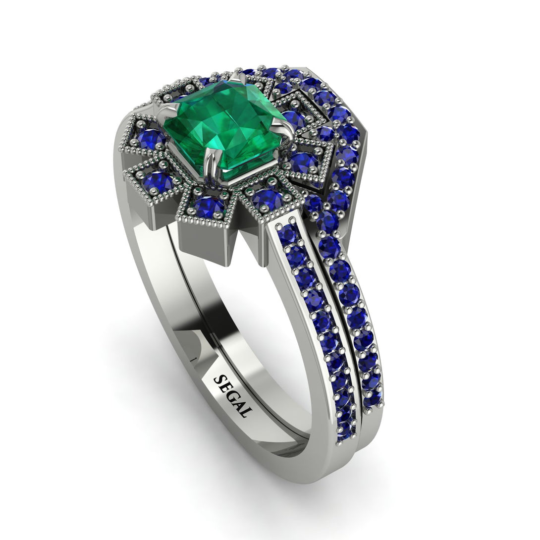 Geometrical Radiant Emerald Bridal Set - Jennifer No. 66