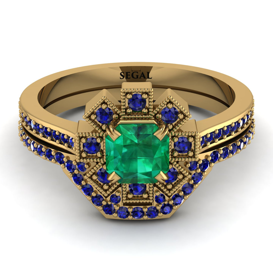 Geometrical Radiant Emerald Bridal Set - Jennifer No. 64