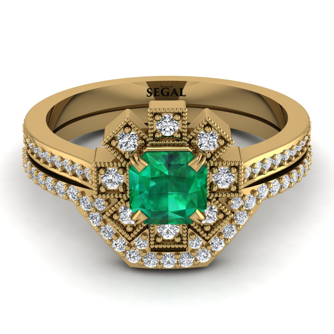 Geometrical Radiant Emerald Bridal Set - Jennifer No. 4